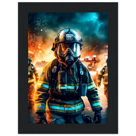 Poster premium en papier mat encadré en bois First Responder