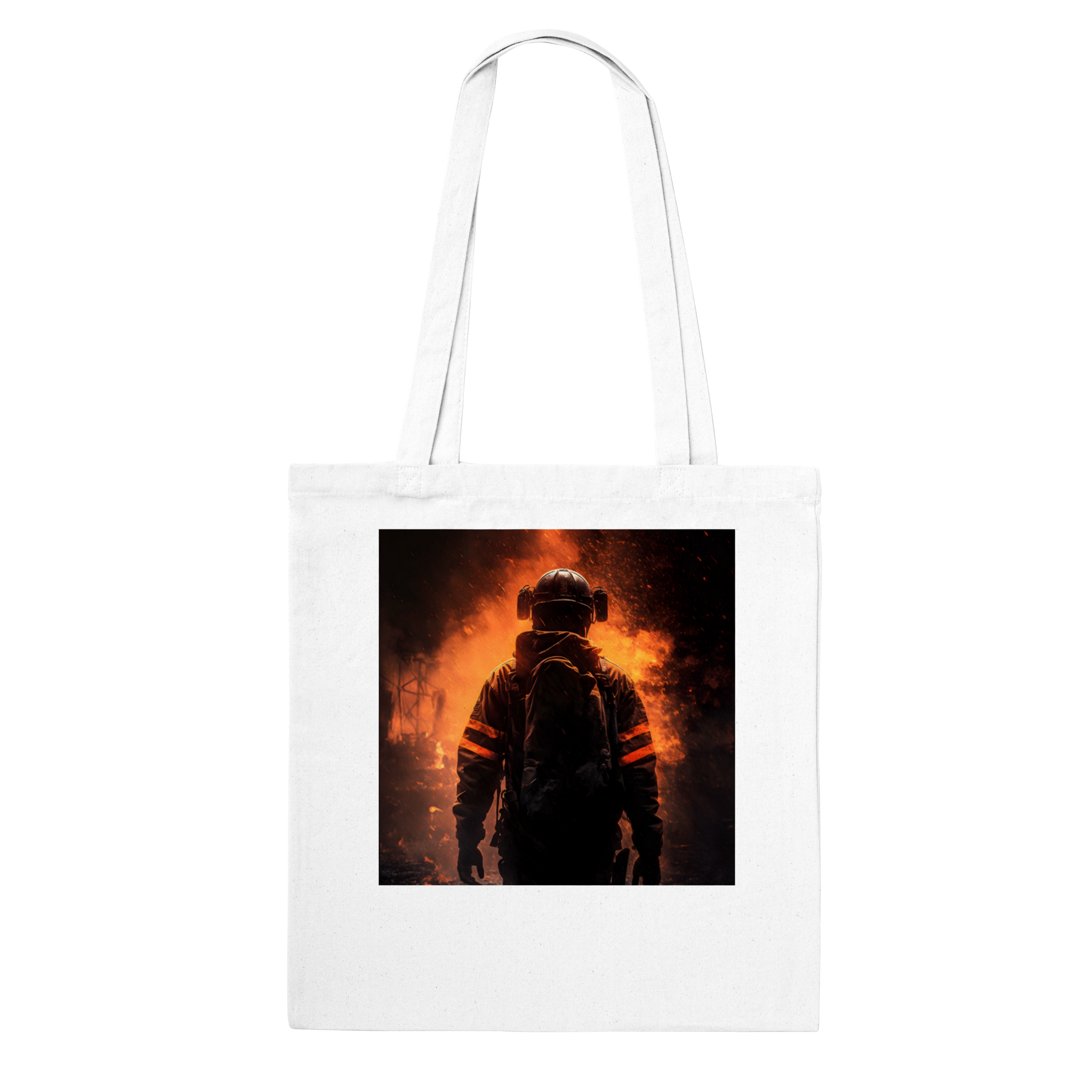 Tote bag "Firefighter in the flames"