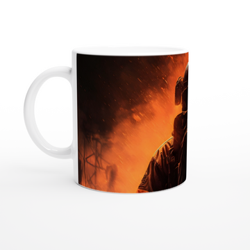 "Firefighter in the flames" ceramic mug